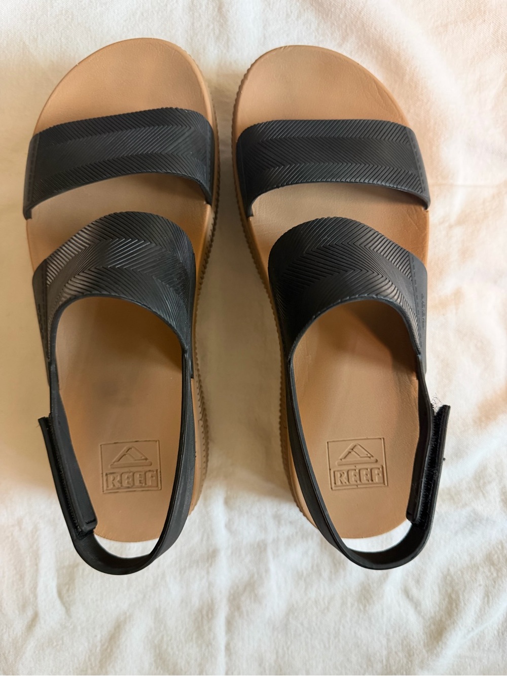 Reef Women's Double Strap Slingback Sandals in Black and Tan